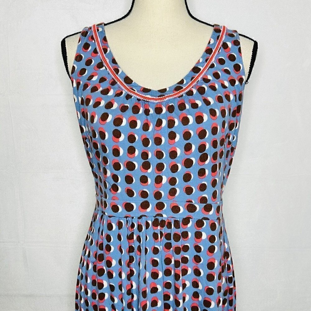 Boden Sleeveless Knit Shift Dress Sz 8P Petite Multicolor Dotted Print - Picture 2 of 10